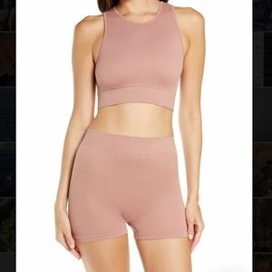 Skims Rose Ribbed Lounge Set